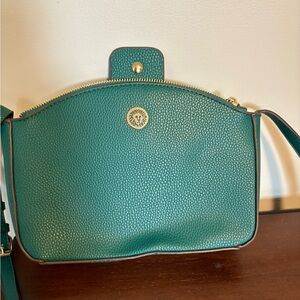 Anne Klein Teal Pebbled leather Crossbody bag
